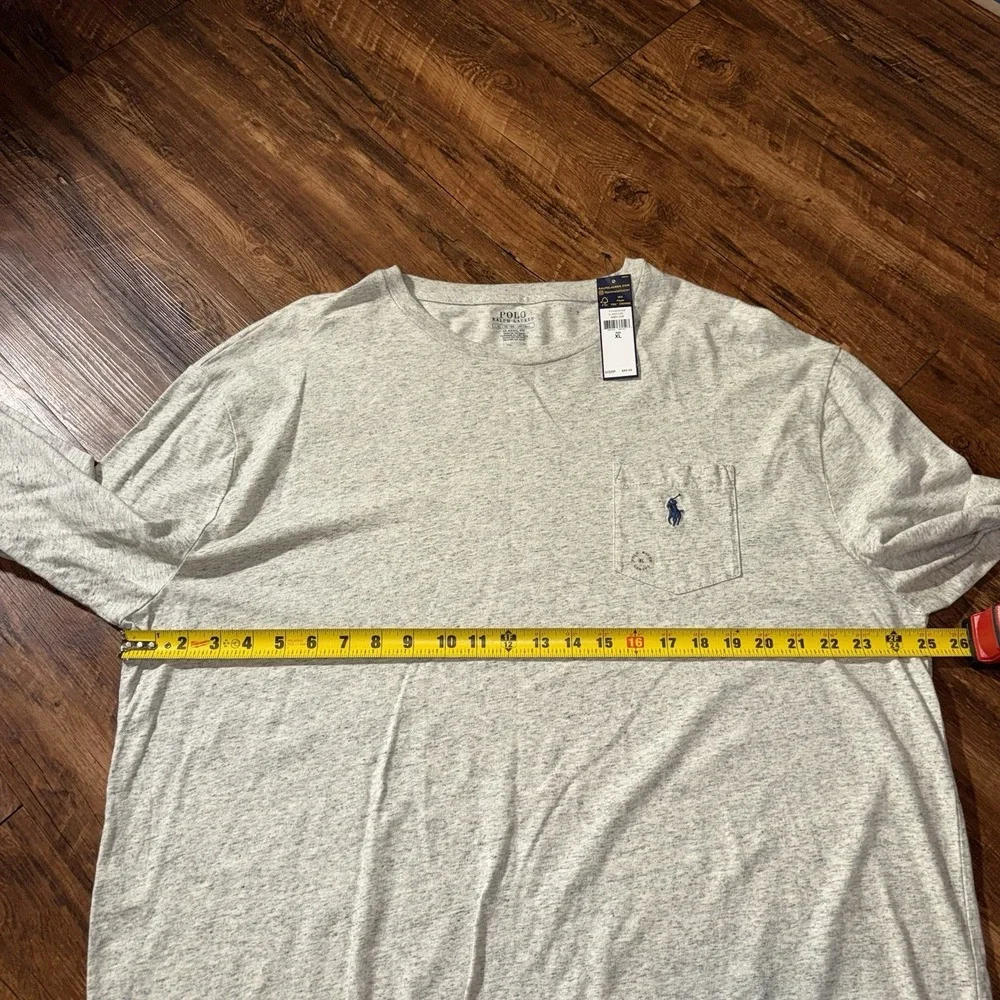 Polo Ralph Lauren‎ Light Grey Classic Long Sleeve Pocket Tee Men's XL NEW $45